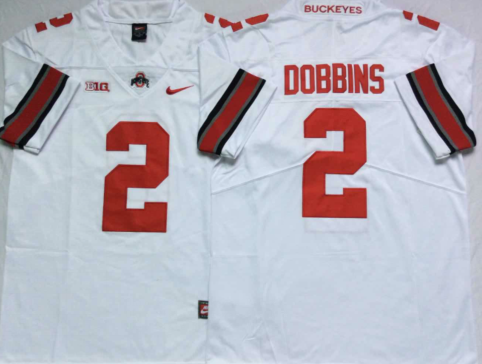 Men's Ohio State Buckeyes JK Dobbins #2 White Jersey